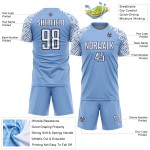 Blue Custom Jersey Sublimation Light White-Navy Uniform Shape Soccer Geometric
