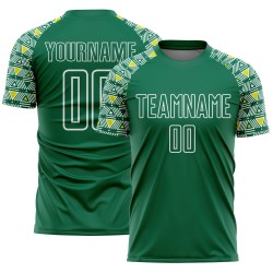 Sublimation Geometric Uniform Soccer Custom White Jersey Green Shape Kelly