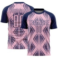 Soccer Shapes Geometric Jersey Pink Custom Uniform Light Navy Sublimation