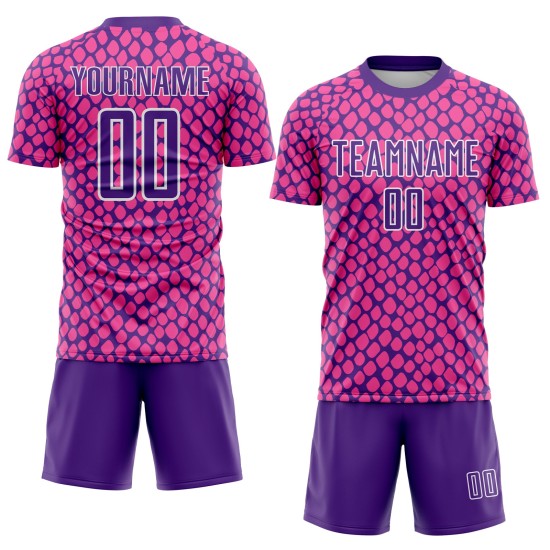 Soccer Sublimation Jersey Purple-White Uniform Skin Custom Snake Pink Soccer Sublimation Jersey Purple-White Uniform Skin Custom Snake Pink