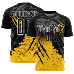 Scratch Gradient Jersey Yellow-White Splash Sublimation Soccer Black Uniform Custom