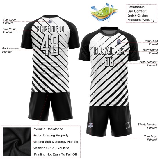 Soccer Black Jersey Sublimation Uniform White Custom