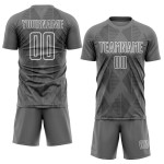 White Custom Shapes Jersey Sublimation Soccer Uniform Geometric Gray