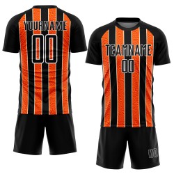 Jersey Soccer Sublimation Custom Black Uniform Orange-White Line