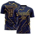 Jersey Sublimation Yellow Lightning Uniform Navy Soccer Custom Jersey Sublimation Yellow Lightning Uniform Navy Soccer Custom