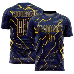 Jersey Sublimation Yellow Lightning Uniform Navy Soccer Custom