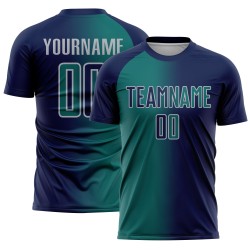 Teal-Gray Navy Jersey Soccer Custom Fashion Uniform Gradient Sublimation