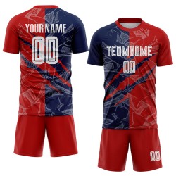 Soccer Pattern USA Red-Navy Custom Uniform Sublimation Jersey Graffiti Scratch