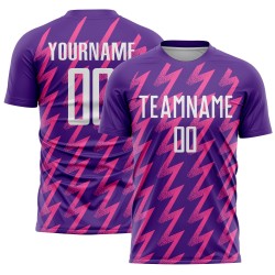 Jersey Shape Uniform Zigzag Soccer Purple Custom Sublimation White-Pink