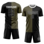 Sublimation Salute Service Fashion To Uniform Jersey Split Olive Custom Soccer Black-White Sublimation Salute Service Fashion To Uniform Jersey Split Olive Custom Soccer Black-White