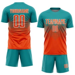 Soccer Sublimation Teal Jersey Uniform Orange-White Custom