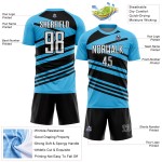 Jersey Blue Soccer Uniform Line White-Black Sublimation Sky Custom