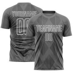 White Custom Shapes Jersey Sublimation Soccer Uniform Geometric Gray