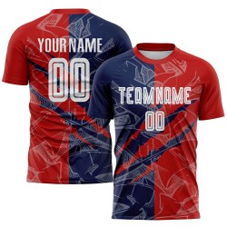 Soccer Pattern USA Red-Navy Custom Uniform Sublimation Jersey Graffiti Scratch