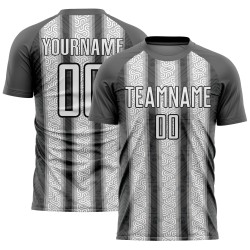Uniform Gray Jersey Ethnic Steel White-Black Soccer Stripes Custom Sublimation