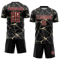 Black Jersey Sublimation Uniform Custom Crimson-City Soccer Cream