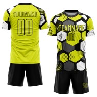 Jersey Yellow Sublimation Uniform Custom Neon Soccer Black-White