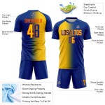 Fashion Gradient Soccer Custom Royal Sublimation Uniform Jersey Yellow-Orange Fashion Gradient Soccer Custom Royal Sublimation Uniform Jersey Yellow-Orange
