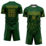 Sublimation Soccer Green Custom Green Uniform Jersey Gold-Kelly Abstract Fragment Art