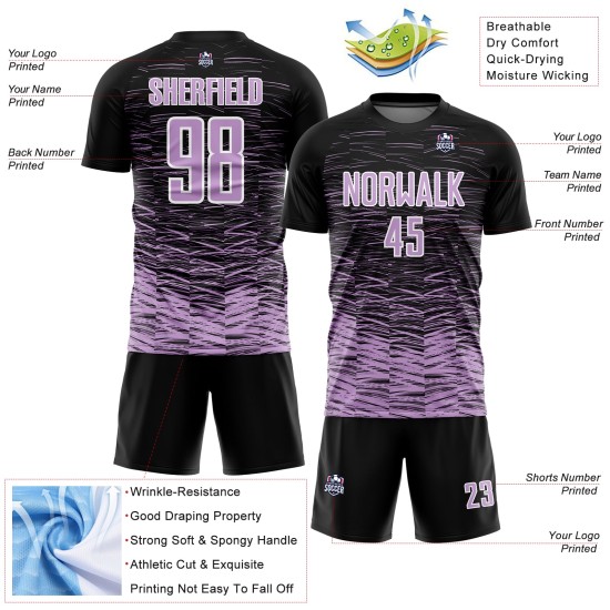 Custom Sublimation Jersey Light Soccer Line Black Purple-White Uniform