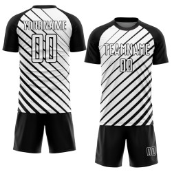 Soccer Black Jersey Sublimation Uniform White Custom