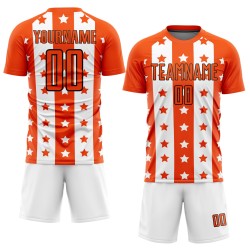 Stars Jersey Orange Stripes And Soccer Sublimation Custom Uniform Black-White