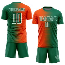 Uniform Soccer Orange-White Green Line Kelly Jersey Custom Gradient Sublimation