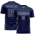Geometric Shape Jersey Sublimation Soccer Uniform White Navy Custom