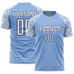 Blue Custom Jersey Sublimation Light White-Navy Uniform Shape Soccer Geometric