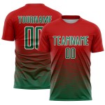 Kelly Jersey Soccer Green-White Gradient Custom Red Line Uniform Sublimation Kelly Jersey Soccer Green-White Gradient Custom Red Line Uniform Sublimation