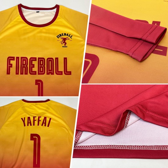 Soccer Jersey Long Fashion Fade Crimson Gold Sublimation Custom Sleeve Uniform Soccer Jersey Long Fashion Fade Crimson Gold Sublimation Custom Sleeve Uniform