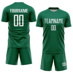 Custom Uniform Sublimation Green Kelly White Soccer Jersey