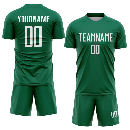 Custom Uniform Sublimation Green Kelly White Soccer Jersey Custom Uniform Sublimation Green Kelly White Soccer Jersey