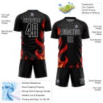 Jersey Custom Black Red-Gold Sublimation Uniform Soccer Flame