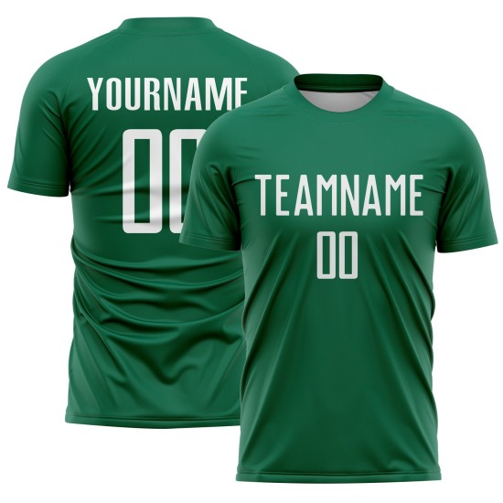 Custom Uniform Sublimation Green Kelly White Soccer Jersey Custom Uniform Sublimation Green Kelly White Soccer Jersey