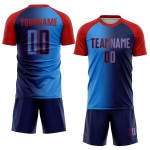 Uniform Custom Soccer Navy Gradient Jersey Sublimation Blue-Red Fashion Powder