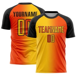 Yellow-Black Soccer Fashion Gradient Uniform Sublimation Orange Custom Jersey