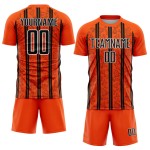 Line Sublimation Stripe Jersey Orange Black-White Soccer Uniform Custom