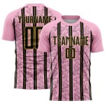 Uniform Stripe Soccer Light Sublimation Custom Jersey Gold Line Pink Black-Old