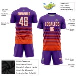 Pinstripe White-Orange Uniform Purple Custom Fade Fashion Soccer Jersey Sublimation Pinstripe White-Orange Uniform Purple Custom Fade Fashion Soccer Jersey Sublimation