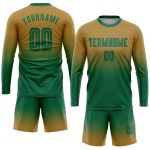 Green Uniform Old Soccer Custom Jersey Fade Sublimation Long Kelly Sleeve Gold Fashion Green Uniform Old Soccer Custom Jersey Fade Sublimation Long Kelly Sleeve Gold Fashion