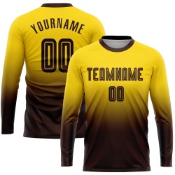 Long Uniform Gold Custom Brown Sleeve Fashion Sublimation Jersey Fade Soccer
