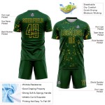 Sublimation Soccer Green Custom Green Uniform Jersey Gold-Kelly Abstract Fragment Art