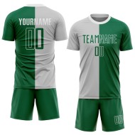 Fashion Soccer Green-White Split Uniform Gray Kelly Sublimation Jersey Custom Fashion Soccer Green-White Split Uniform Gray Kelly Sublimation Jersey Custom