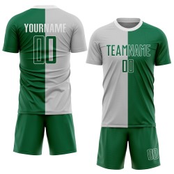 Fashion Soccer Green-White Split Uniform Gray Kelly Sublimation Jersey Custom