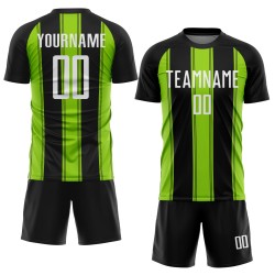 Sublimation Jersey Green Black Custom Uniform Line White-Neon Soccer