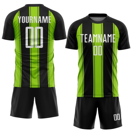 Sublimation Jersey Green Black Custom Uniform Line White-Neon Soccer Sublimation Jersey Green Black Custom Uniform Line White-Neon Soccer