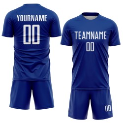 Soccer Uniform Jersey Royal Sublimation Custom White