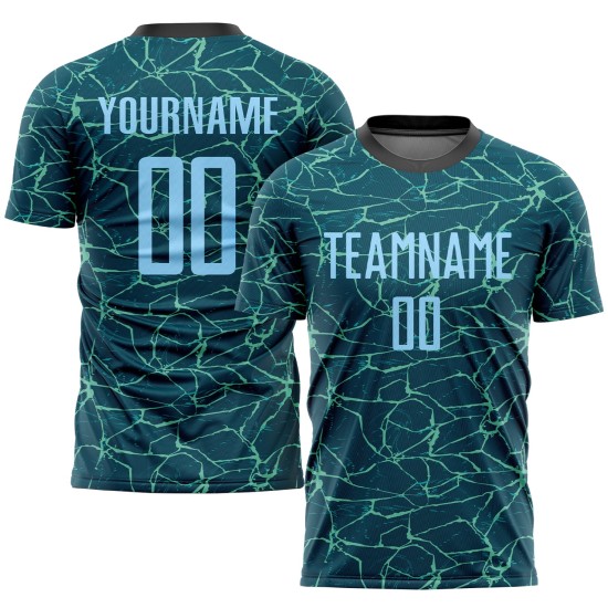 Jersey Teal Sublimation Custom Soccer Blue-Black Uniform Light Jersey Teal Sublimation Custom Soccer Blue-Black Uniform Light