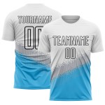 Blue-Black Sky Geometric Custom Gray Jersey Sublimation Uniform Gradient White Shape Soccer